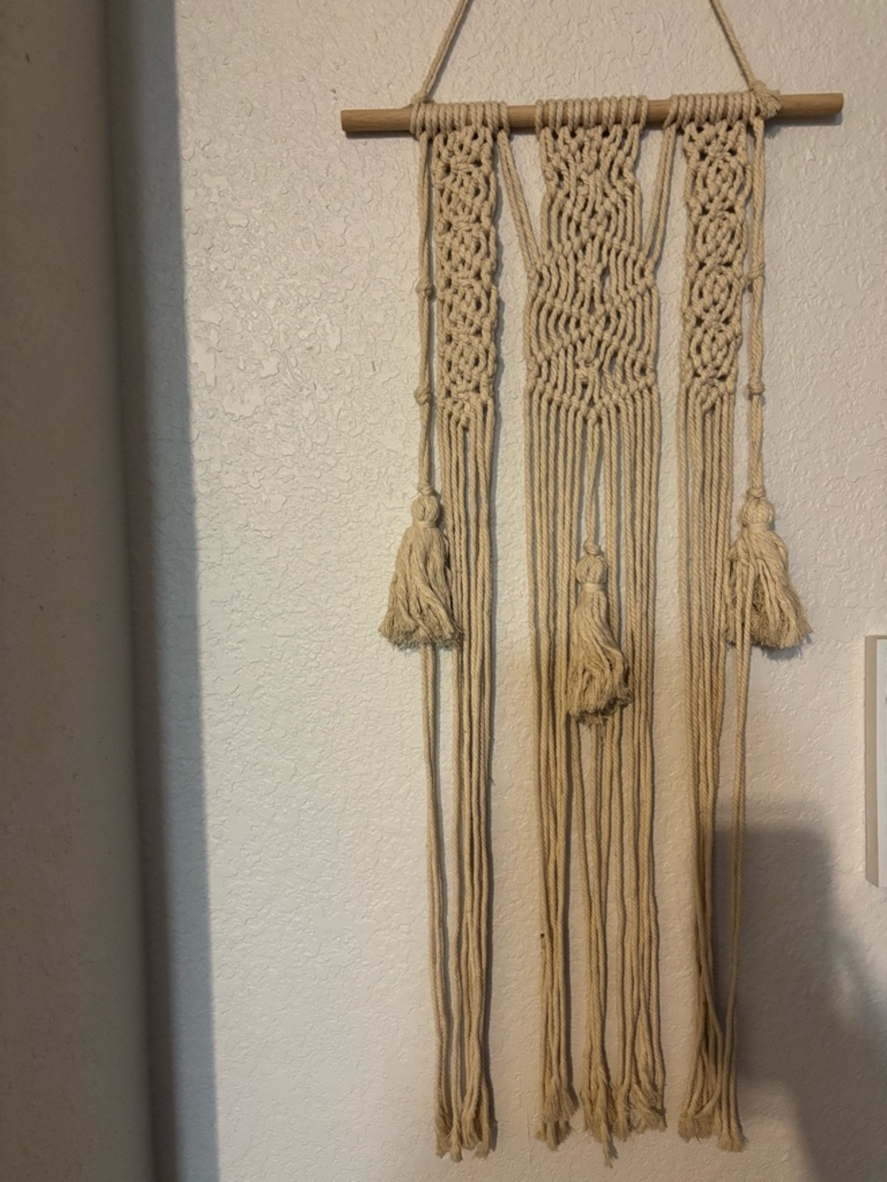 Handmade Cream Macramé Wall Hanging - Boho Home Wall Decor